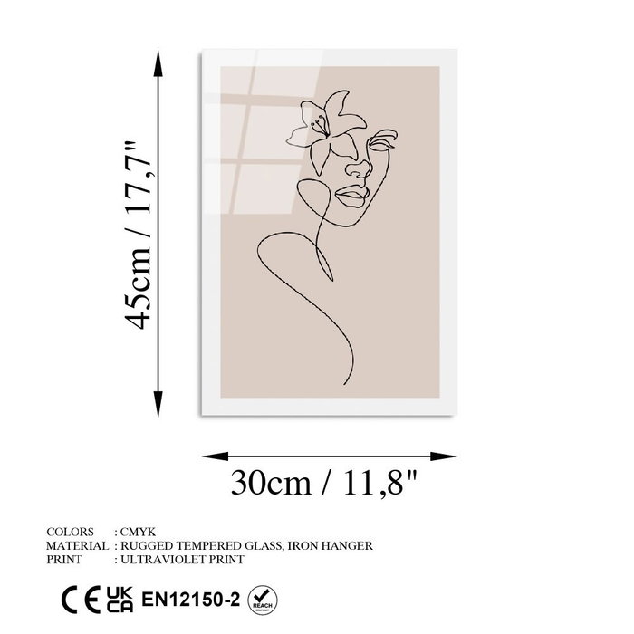 Wallity Cuadro Decorativo de Vidrio Templado Multicolor 30 x 45 cm